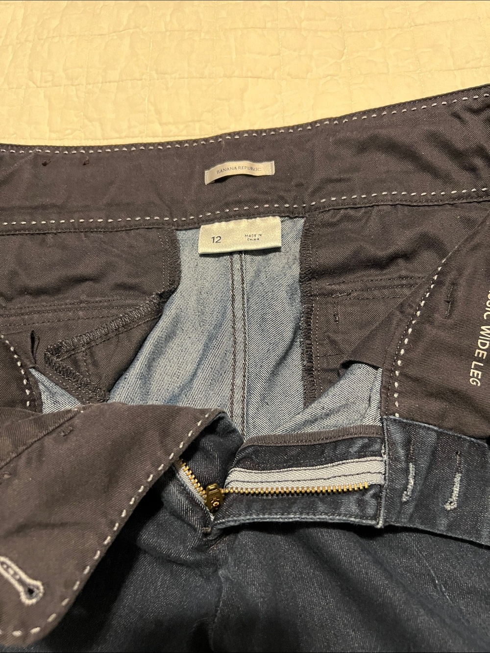 Banana Republic Women's Navy Wide Leg Jeans with Contrast Stitching